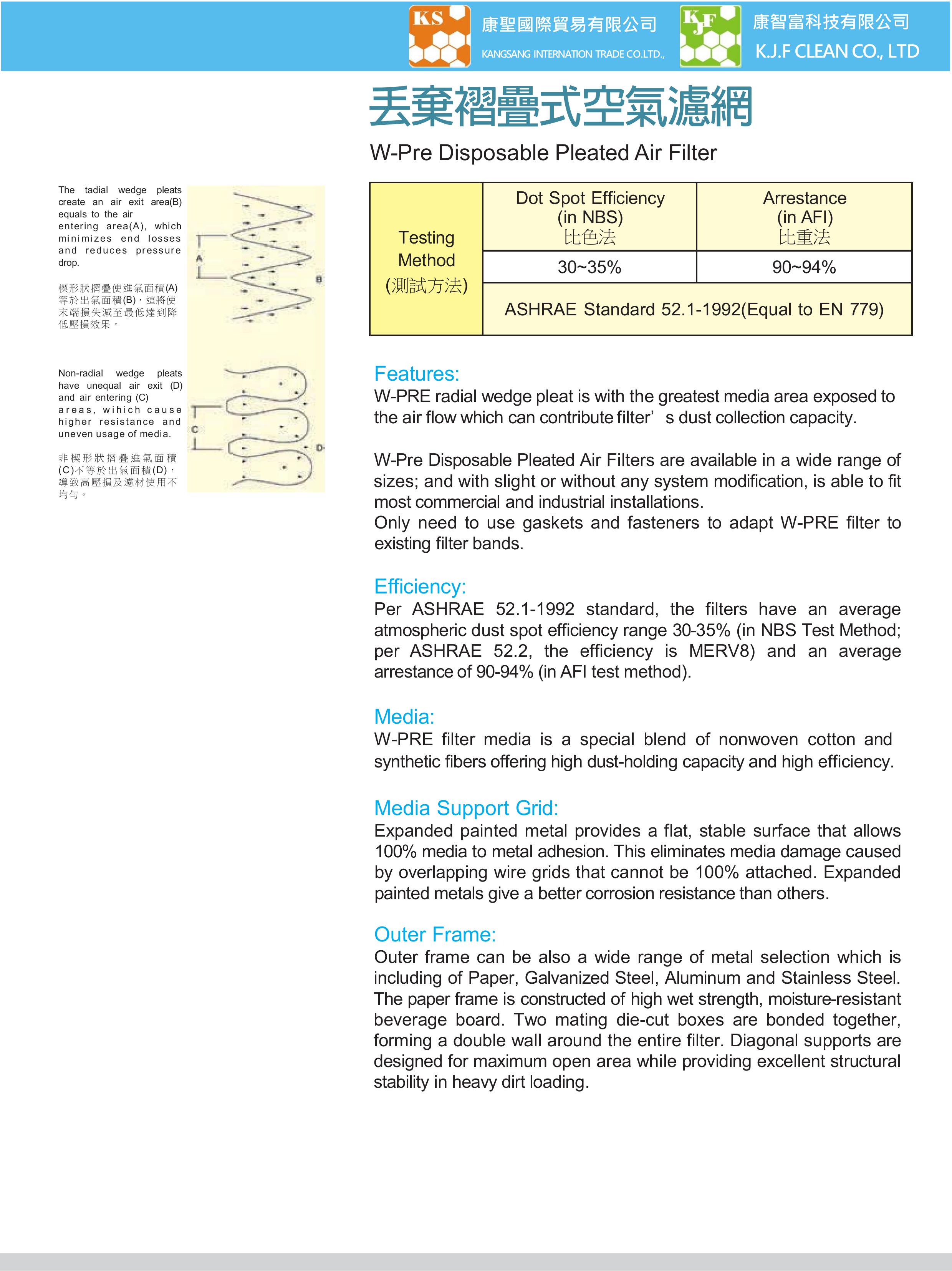 丟棄褶疊式空氣濾網